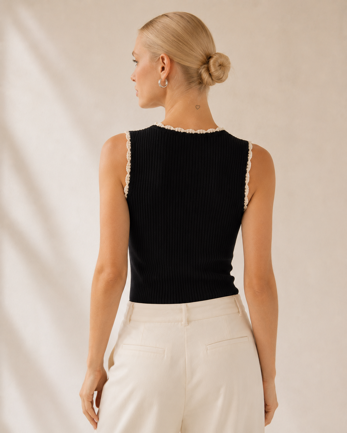 Black Ribbed Knit Tank Top