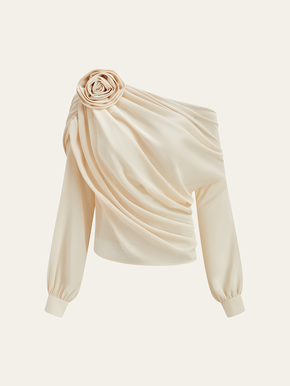Semi-Sheer Chiffon One Shoulder Blouse