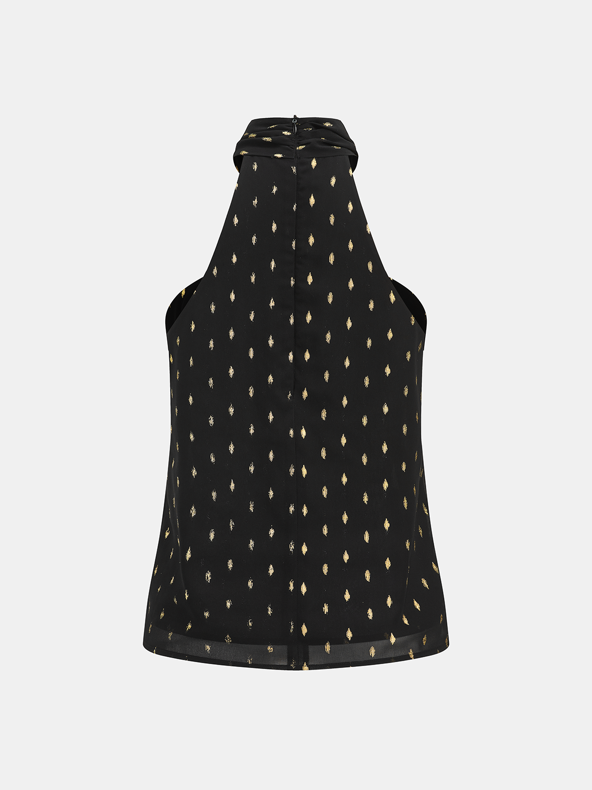 Sheer Chiffon Halter Top with Metallic Polka Dot Print
