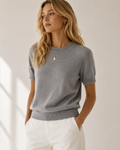 Short Sleeve Crew Neck Knit Top