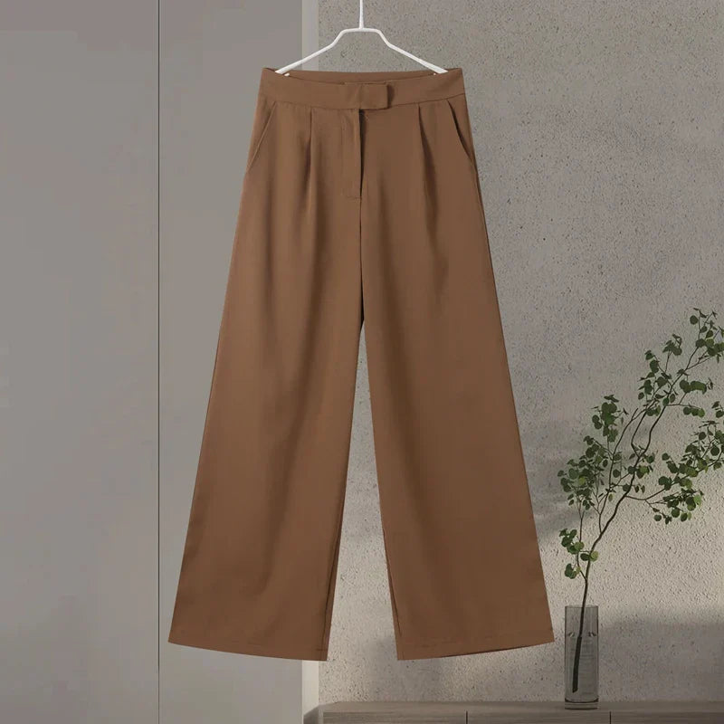 Shoulder Pad Blazer and Wide Leg Pants Co-ord Set