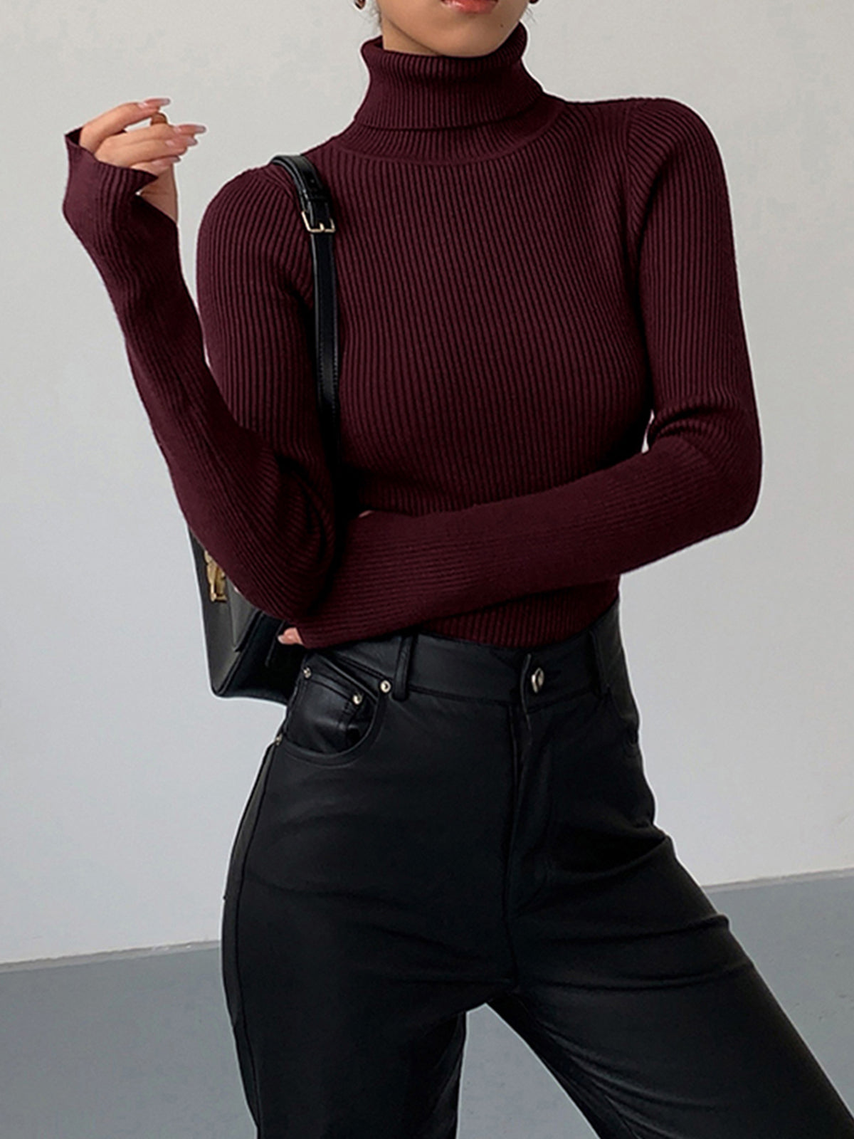Slim Fit Turtleneck Knit Top