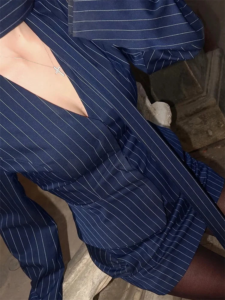 Striped Blazer and Mini Dress Co-ord Set