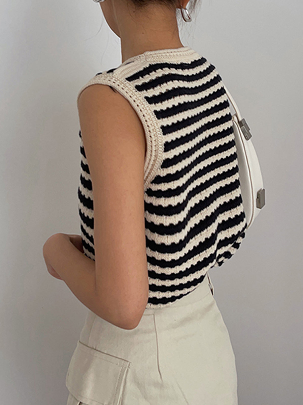 Striped Crochet Sweater Vest