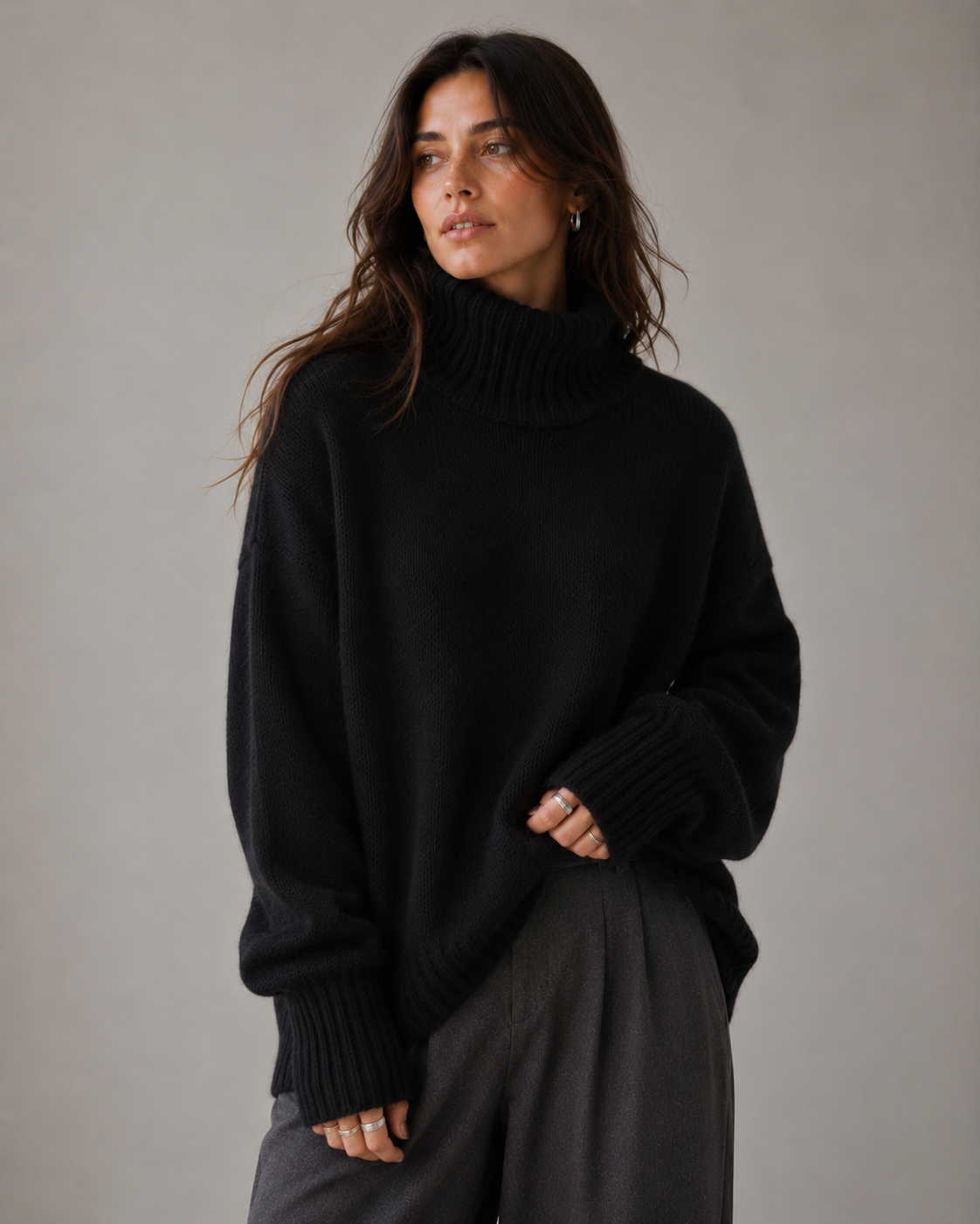 Cashmere Turtleneck Oversized Sweater