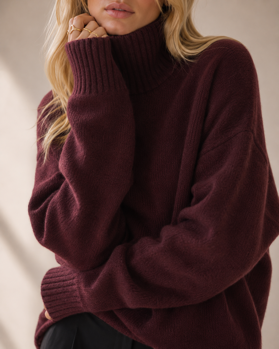 Oversized Turtleneck Knit Sweater