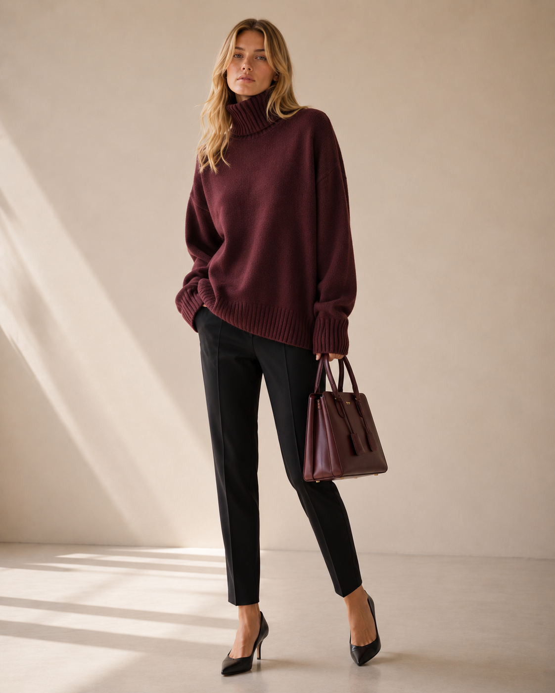 Oversized Turtleneck Knit Sweater