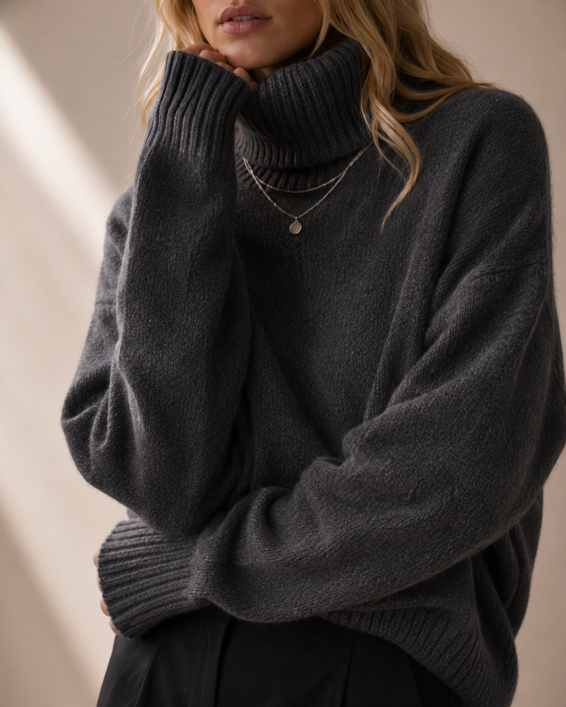 Oversized Turtleneck Knit Sweater