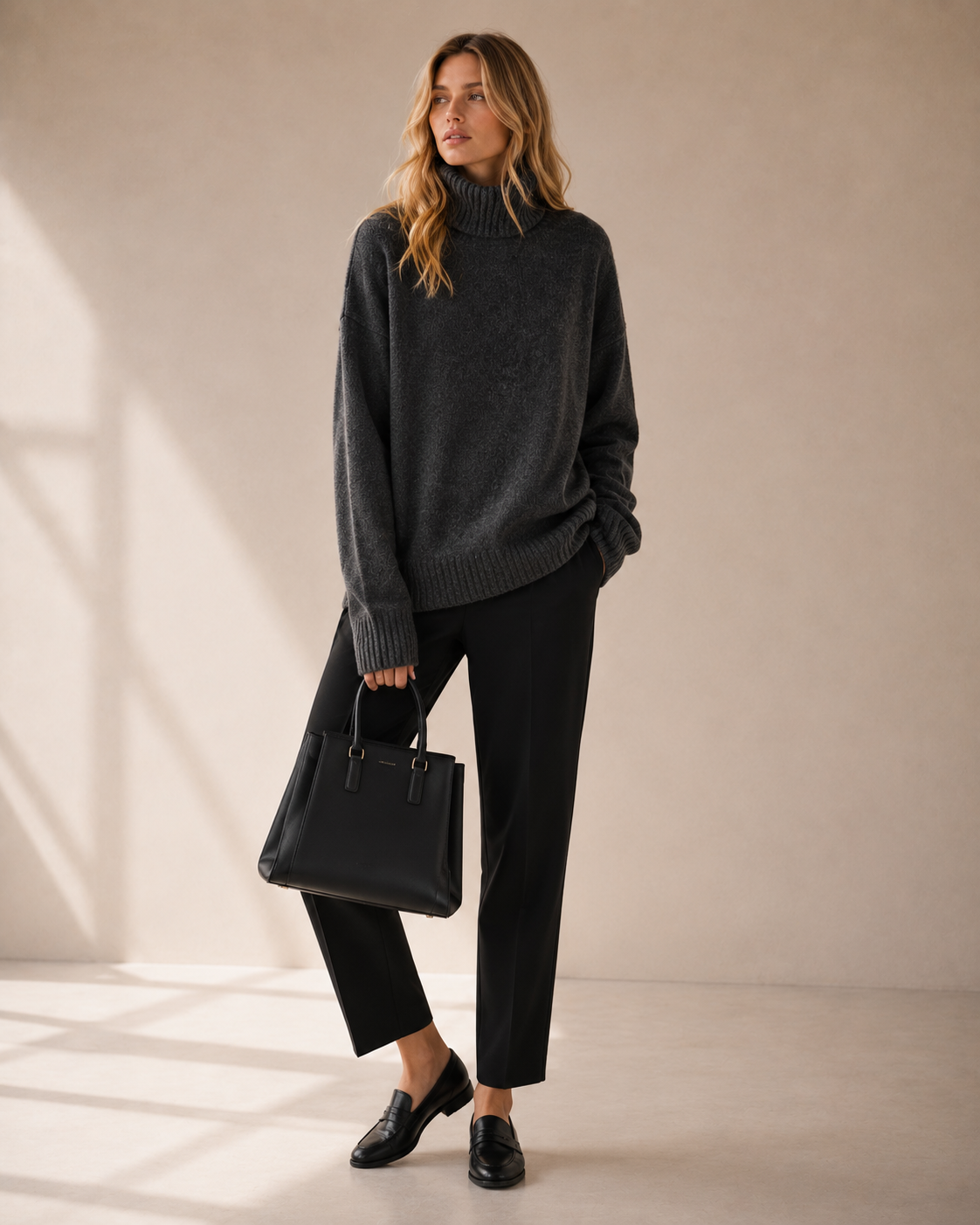 Oversized Turtleneck Knit Sweater
