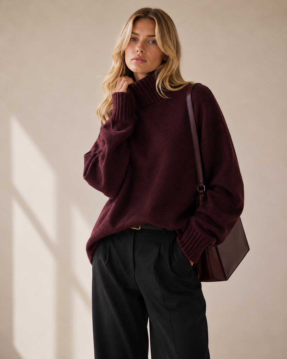 Oversized Turtleneck Knit Sweater