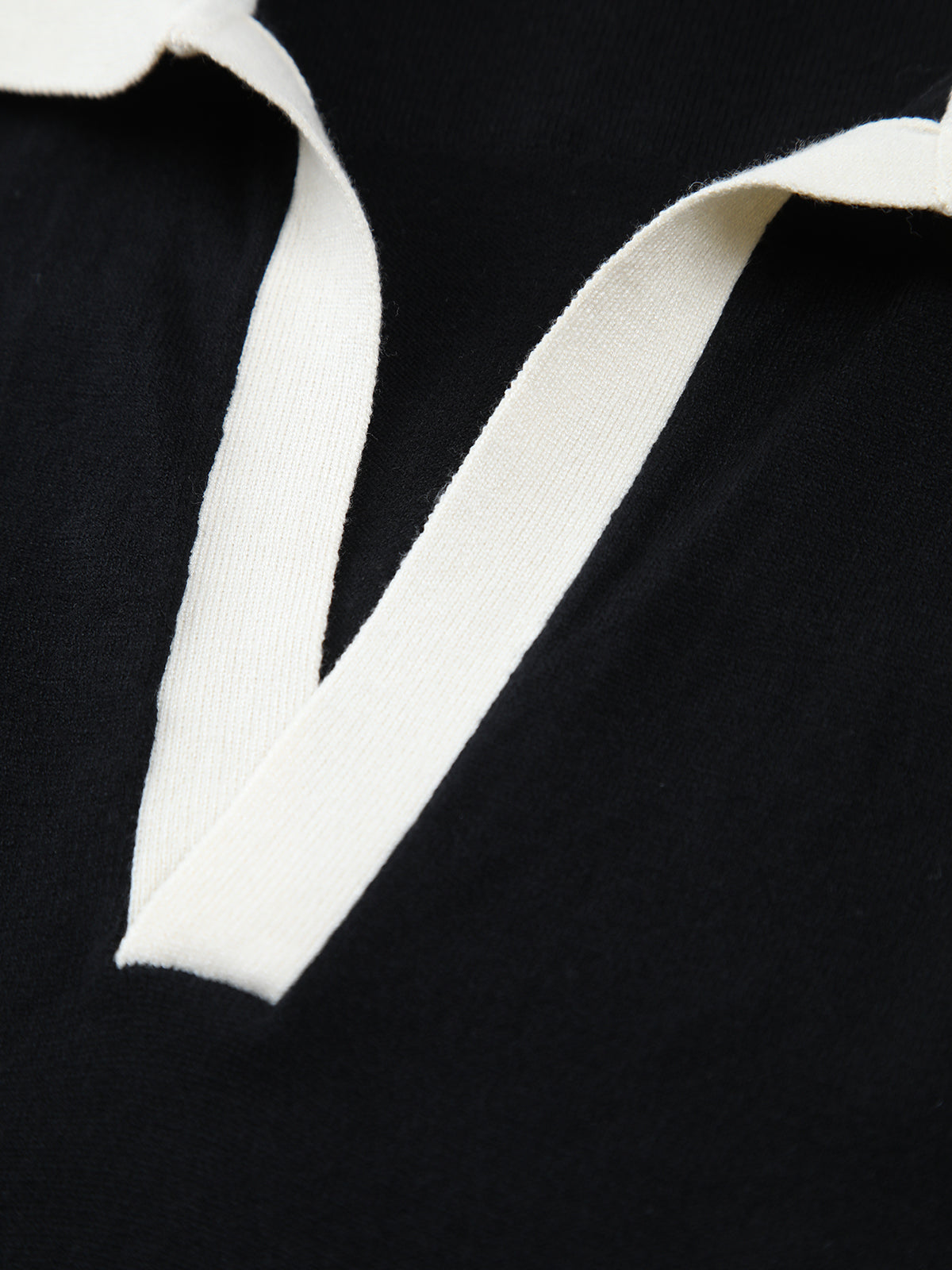 V-Neck Knit Sweater Vest with Contrast Trim Collar