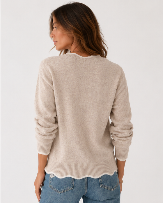V-Neck Long Sleeve Knit Pullover Sweater