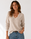 V-Neck Long Sleeve Knit Pullover Sweater