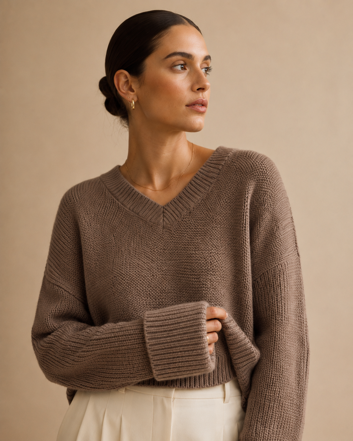 V-Neck Pullover Knit Sweater