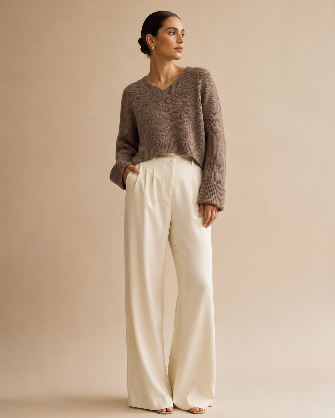 V-Neck Pullover Knit Sweater