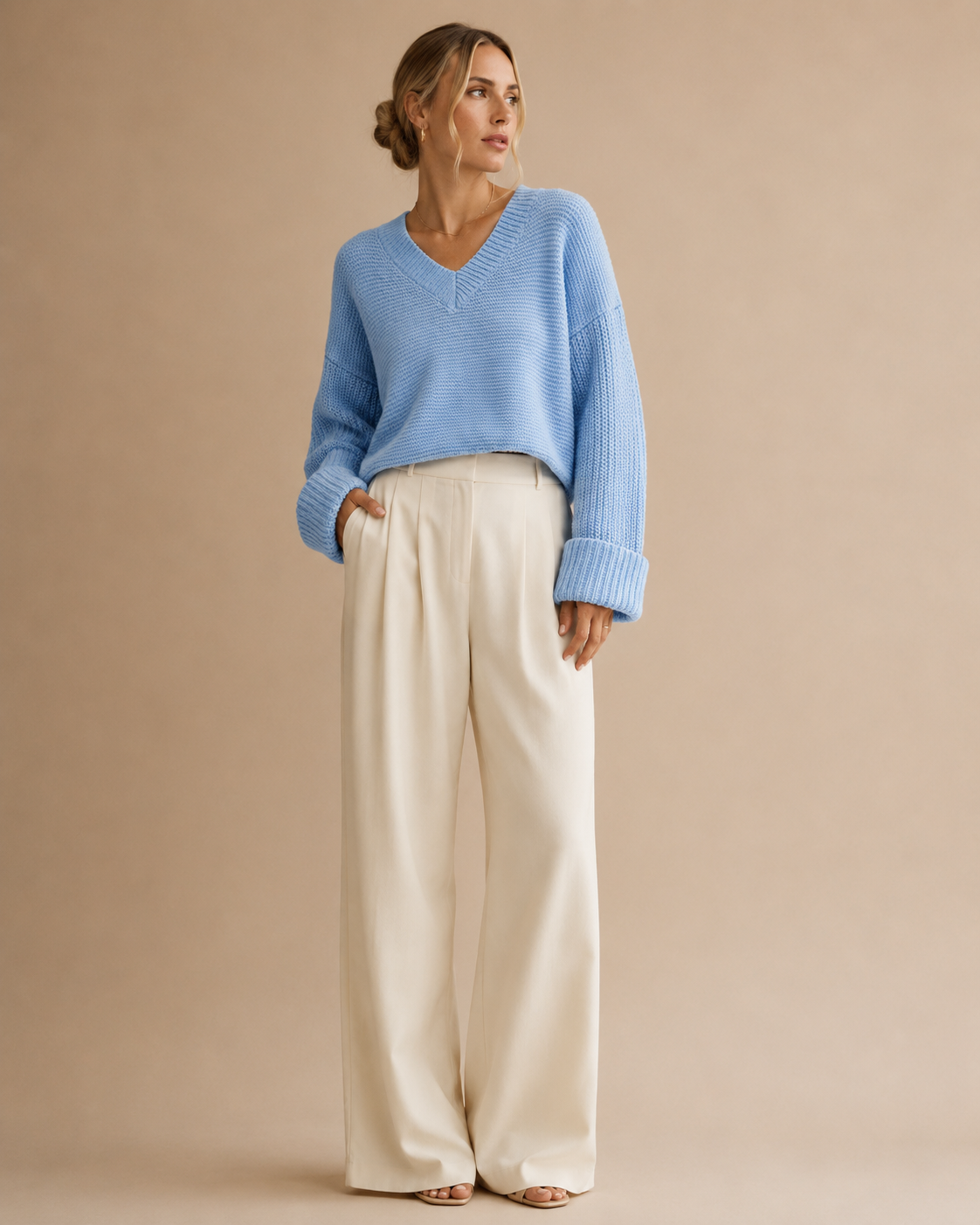 V-Neck Pullover Knit Sweater