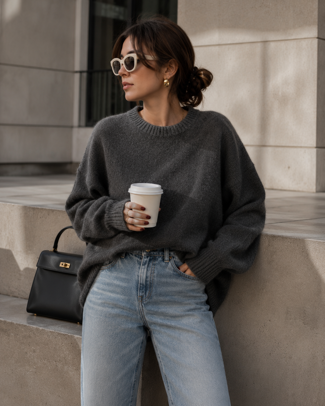 Women's Cashmere Oversized Crew Neck Sweater