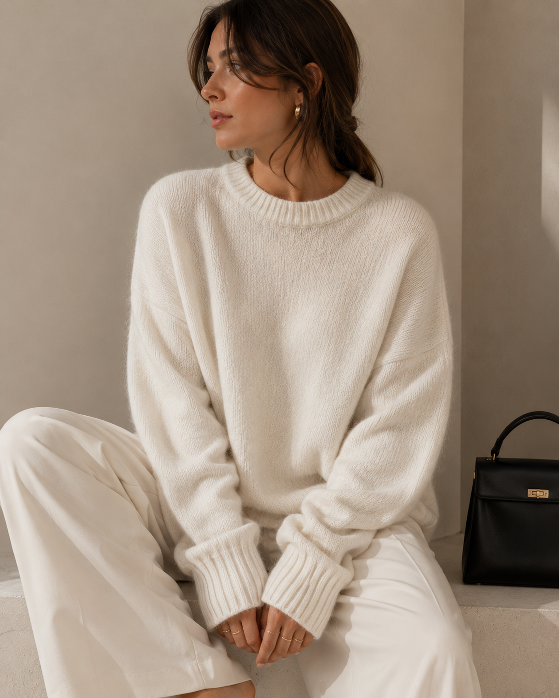 Women's Cashmere Oversized Crew Neck Sweater