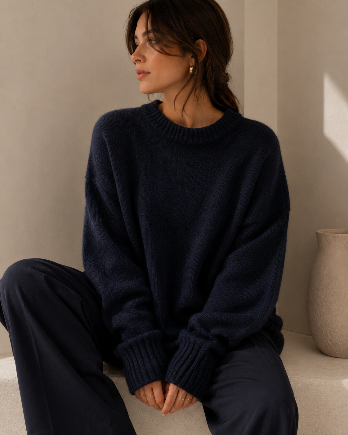 Women's Cashmere Oversized Crew Neck Sweater