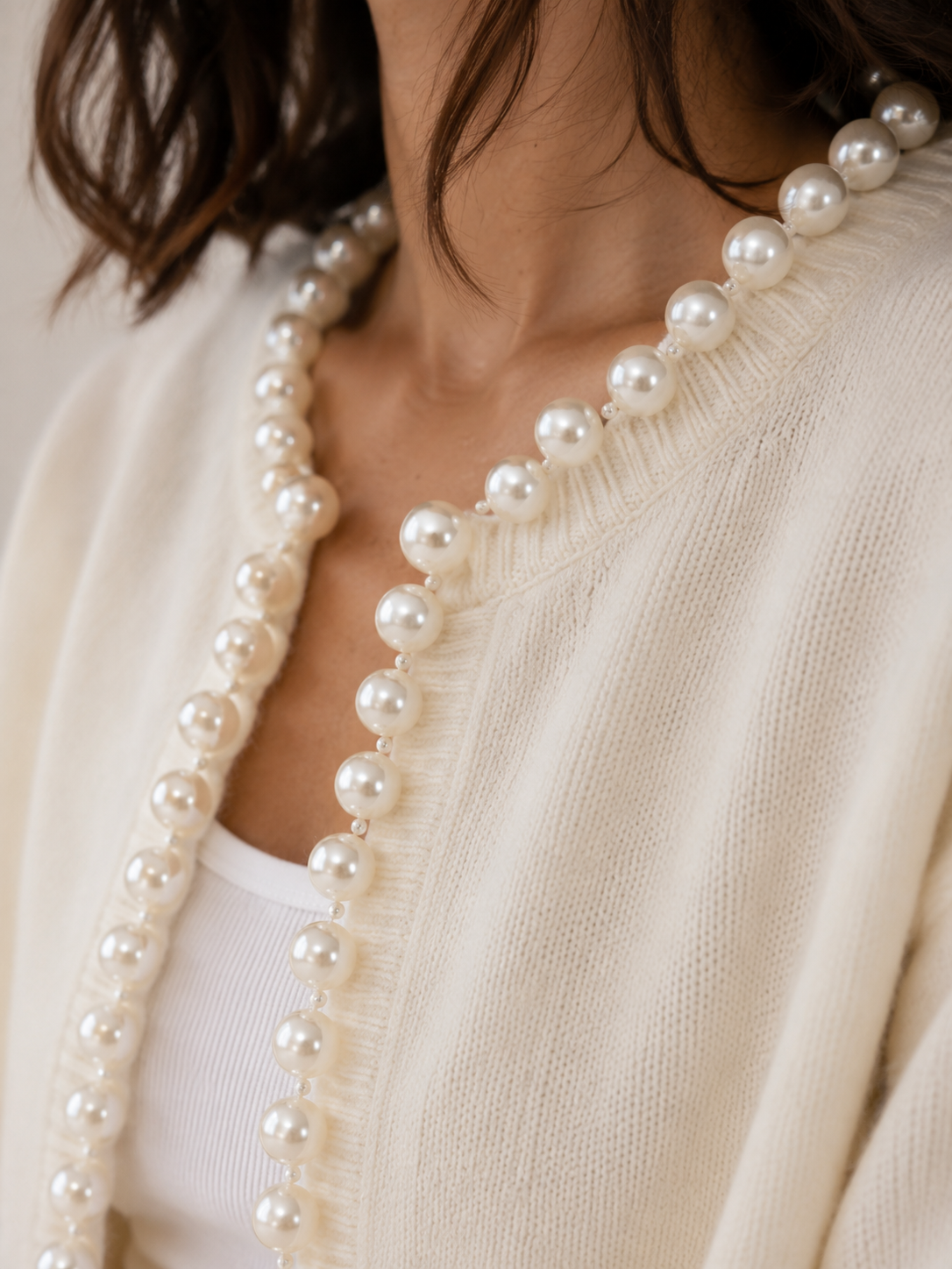 Women's Pearl Trim Knit Cardigan