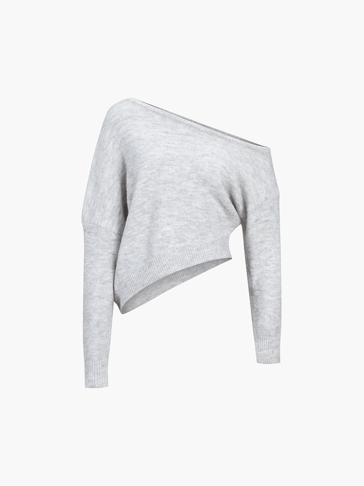 Women's One Shoulder Asymmetric Long Sleeve Knit Sweater