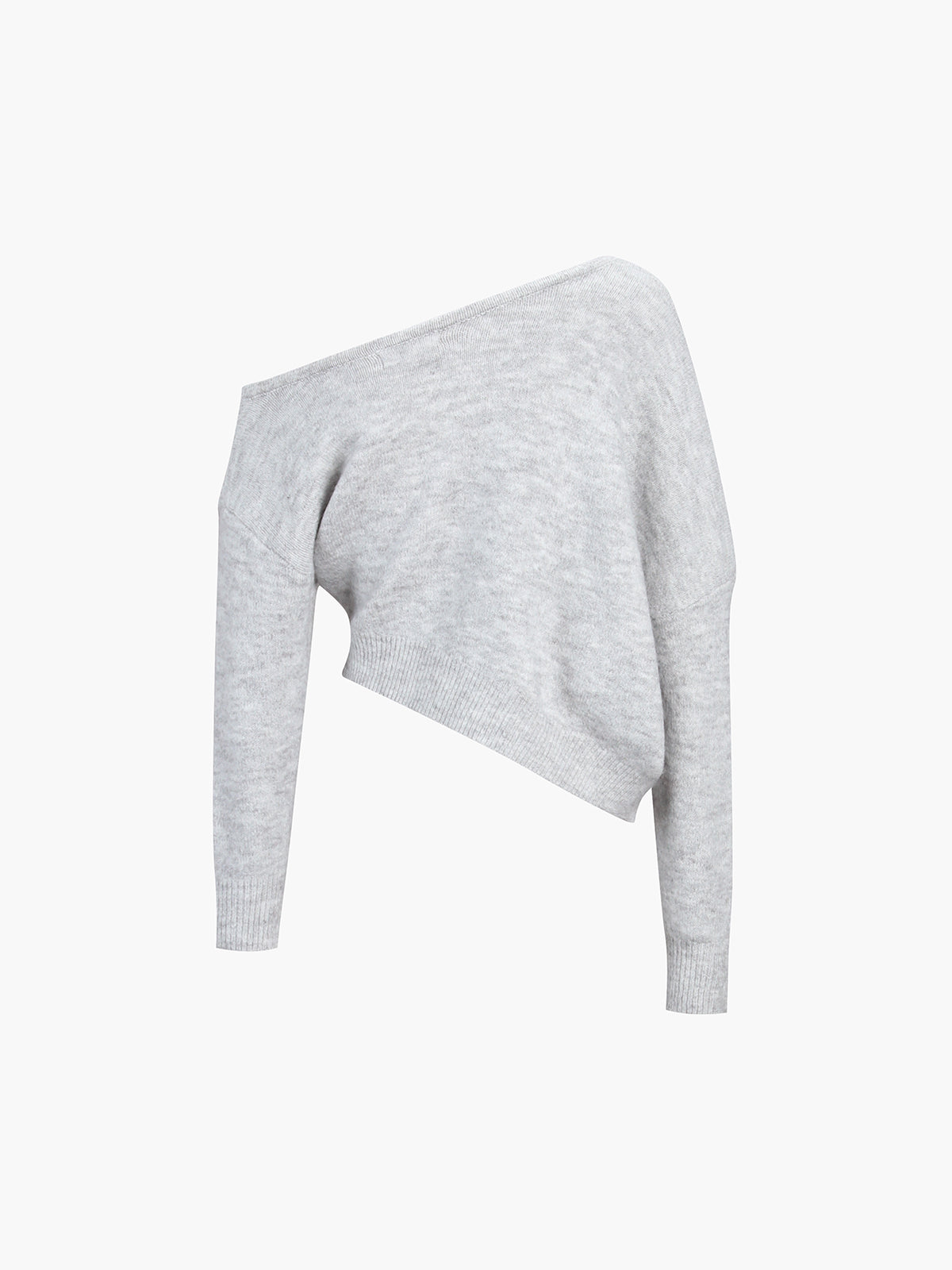 Women's One Shoulder Asymmetric Long Sleeve Knit Sweater