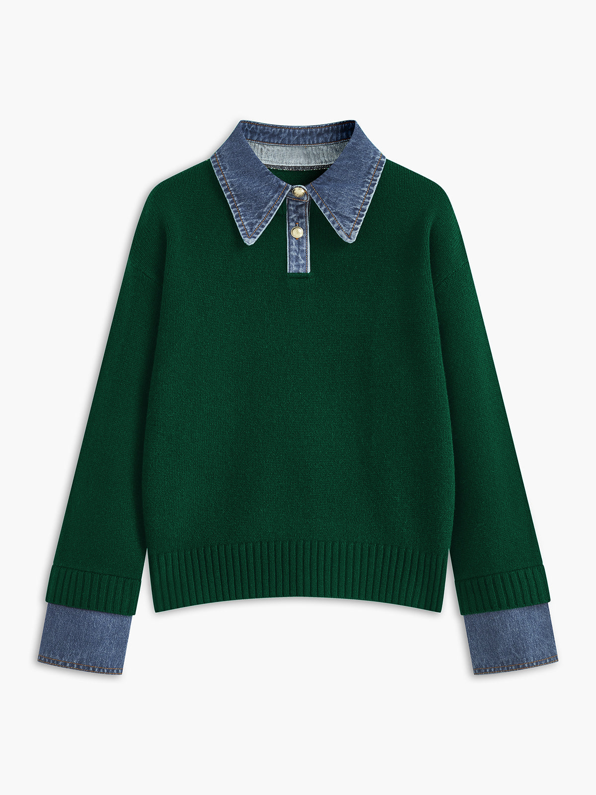 Women's Open Collar Long Sleeve Knit Sweater