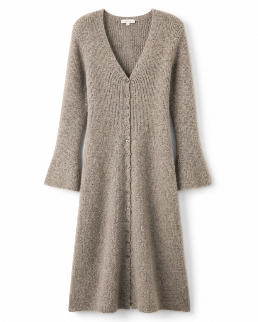 V-Neck Ribbed Maxi Cardigan
